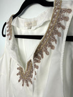 LOFT white embroidered sleeveless blouse women boho summer top front view
