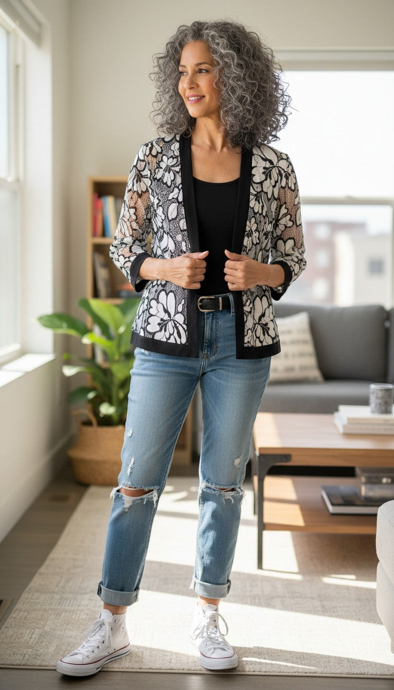 Lace_Open_Front_Cropped_Jacket_Size_M_at_Blue_Sparrow_Shop_on_woman_with_jeans_and_converse