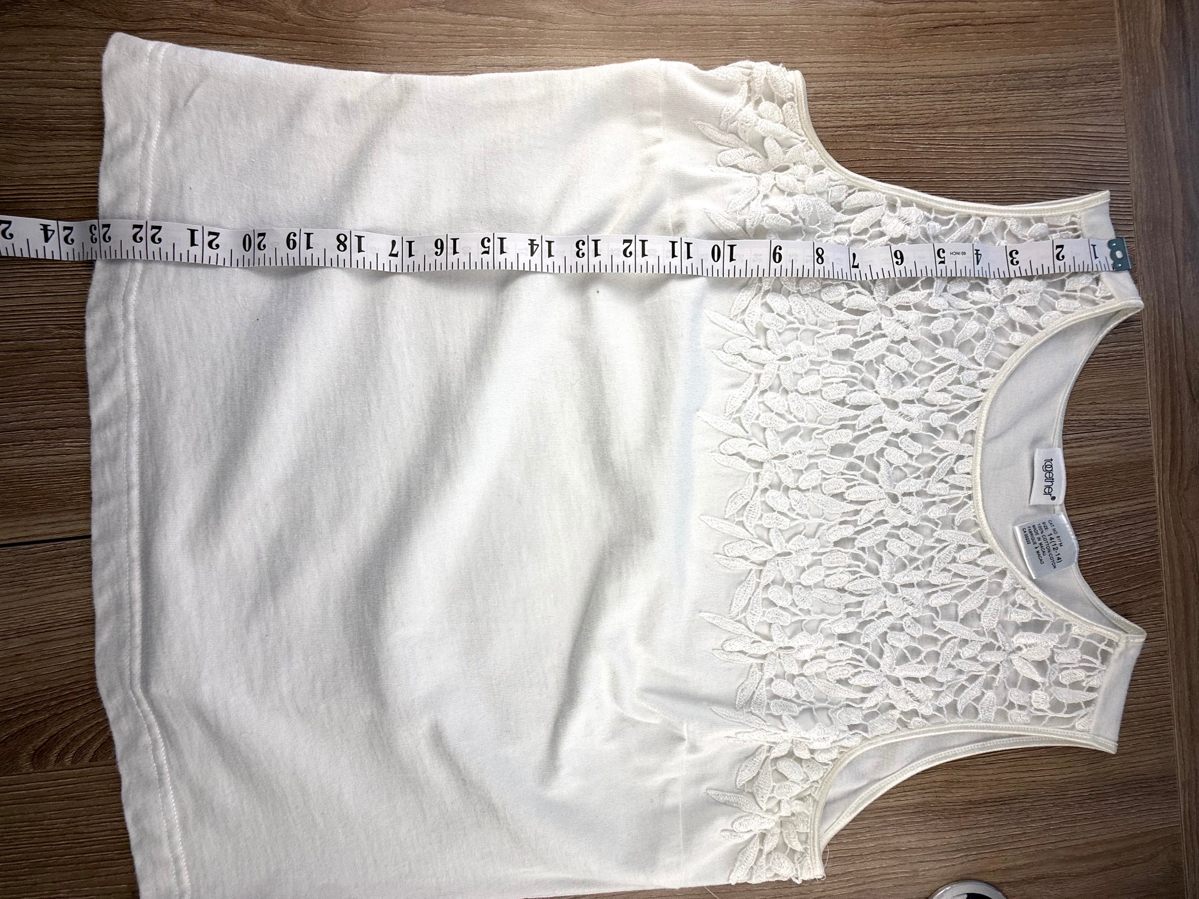 Lace top tank or shell  for women measuring 23" shoulder to hem 