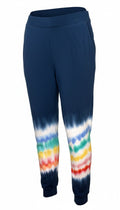 Lands' End Serious Sweats — Navy Rainbow Tie-Dye Joggers, Size M  at Blue Sparrow Shop