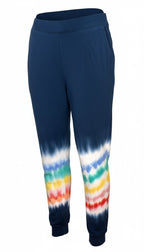 Lands' End Serious Sweats — Navy Rainbow Tie-Dye Joggers, Size M  at Blue Sparrow Shop