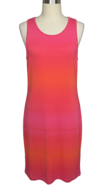 Lauren Ralph Lauren Pink Ombré Sleeveless Knit Dress Size L Coral Gradient Shift Dress