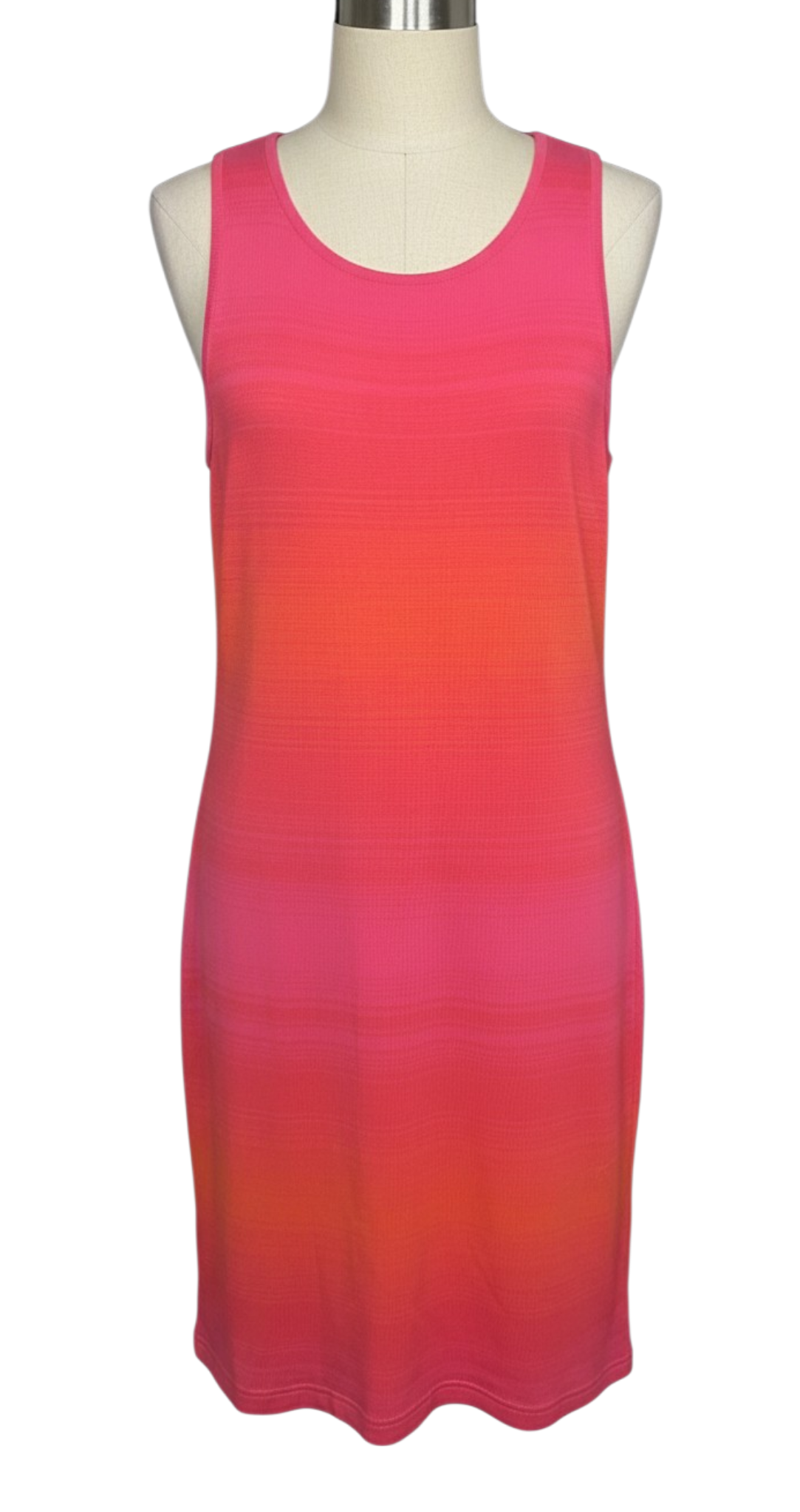 Lauren Ralph Lauren Pink Ombré Sleeveless Knit Dress Size L Coral Gradient Shift Dress