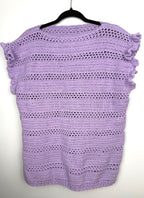 Lavender coloured Handmade Crochet Top | Flutter Sleeve at Blue Sparrow Shop