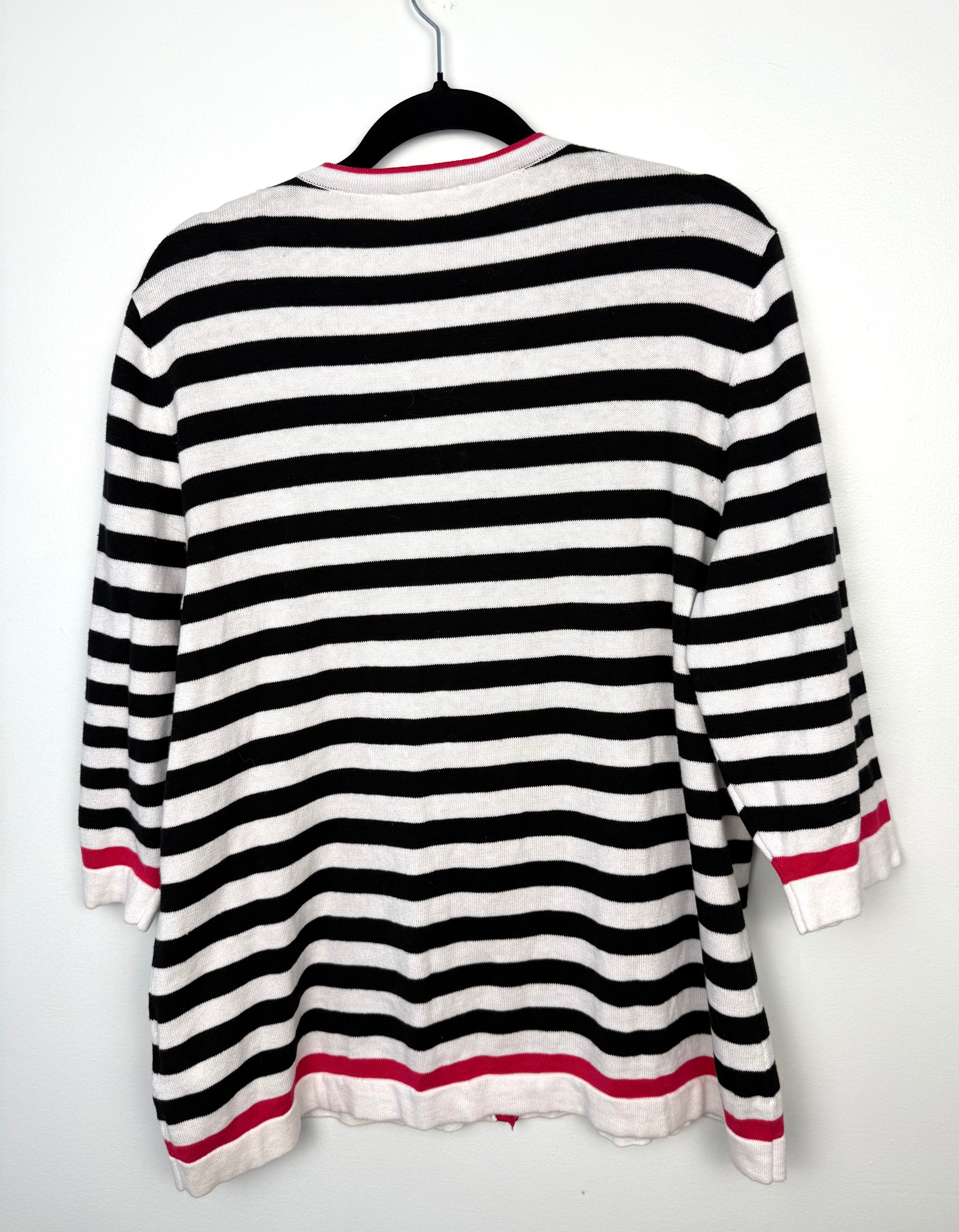 Le Grenier 2010s statement cardigan NWT - nautical stripes black and white back view 