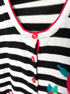 Le Grenier NWT bold graphic knit cardigan with red button detail and sequinned flowers