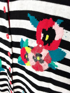 Le Grenier NWT bold graphic knit cardigan with sequinned floral detail  up close