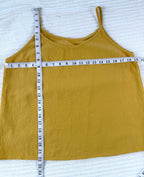  Linen-Cotton Blend Spaghetti Strap Cami | Size M at Blue Sparrow Shop measuring 38" bust and 22" shoulder to hem 
