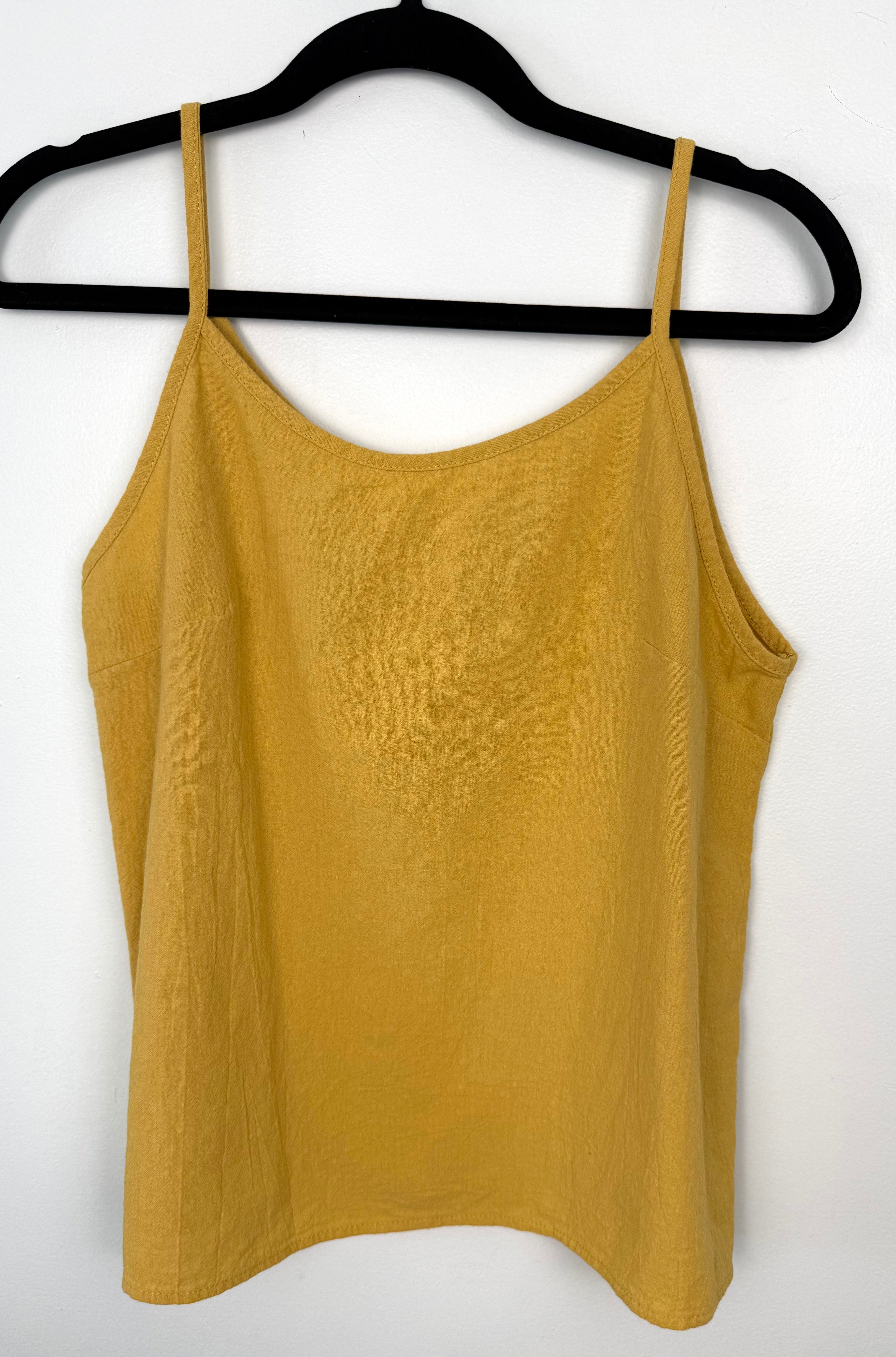  Linen-Cotton Blend Spaghetti Strap Cami | Size M at Blue Sparrow Shop on hanger