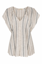 Linen Blend Button Front Blouse | Size S at Blue Sparrow Shop 