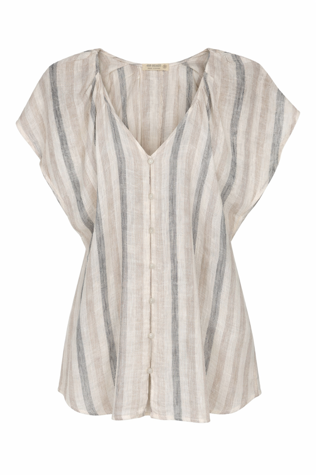 Linen Blend Button Front Blouse | Size S at Blue Sparrow Shop 