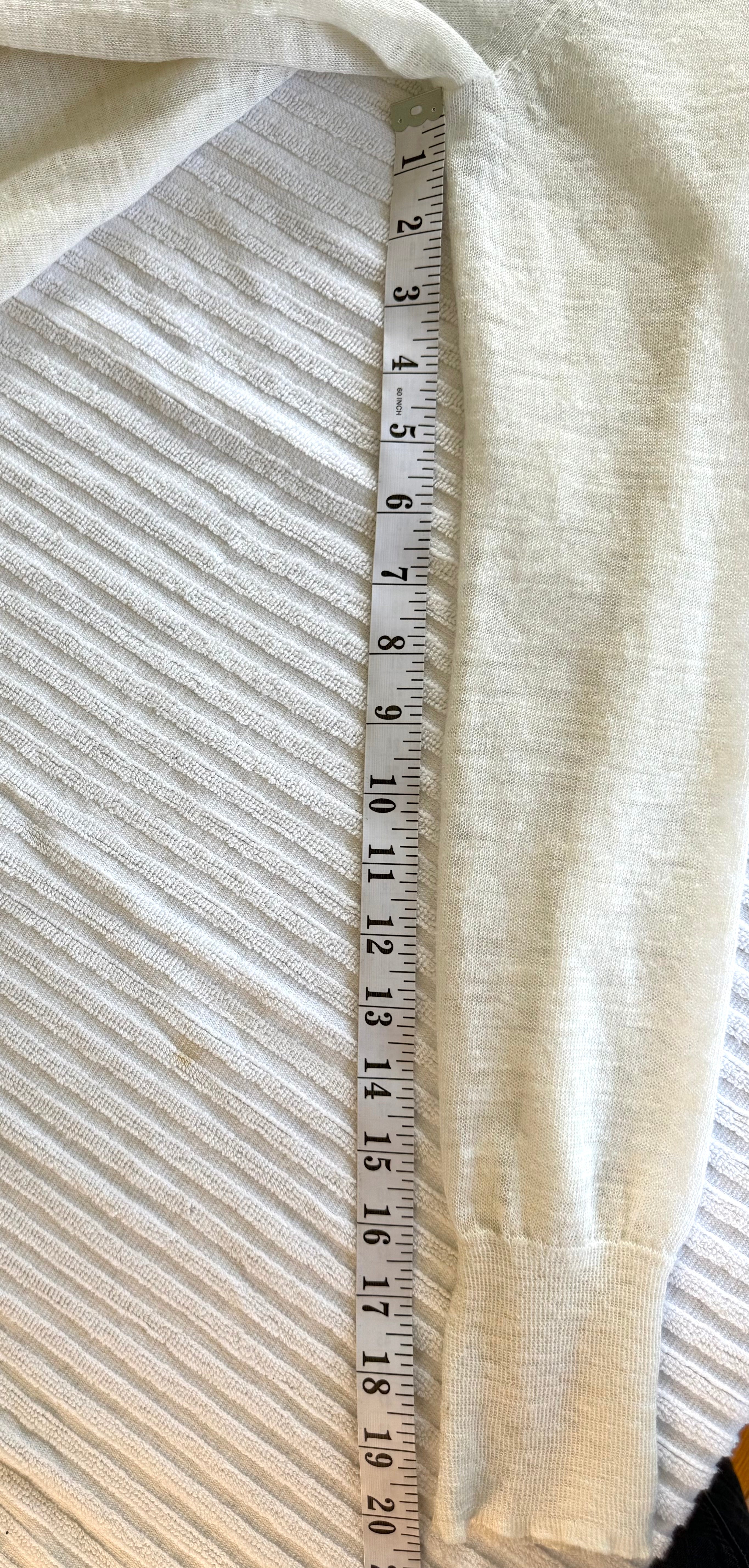 Linen Blend J.CREW Lightweight Cardigan | Size M at Blue Sparrow Shop measuring 20" sleeve