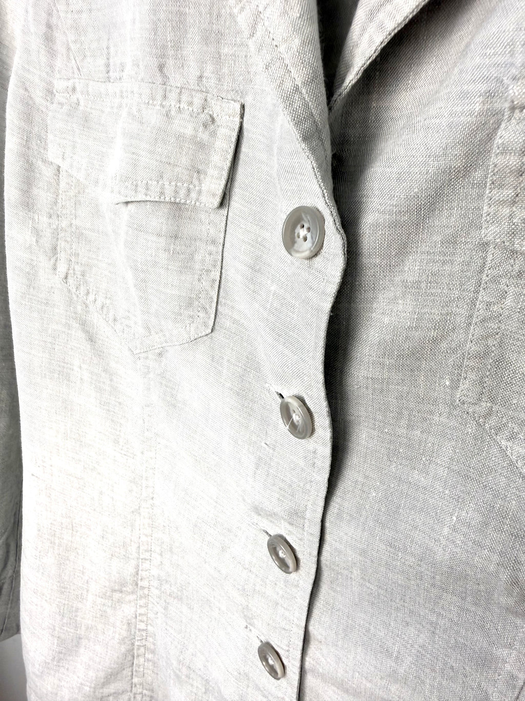 Liz Claiborne 100% linen blazer front button detail light grey minimalist women’s jacket