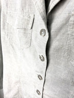 Liz Claiborne 100% linen blazer front button detail light grey minimalist women’s jacket