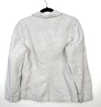 Liz Claiborne 100 percent linen blazer women petite light grey breathable summer layering jacket back view on hanger