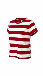 Liz Golf 95% Cotton Bold Stripe Crew Neck Tee — Red and White | Athletic Casual | Size XL at Blue Sparrow Shop
