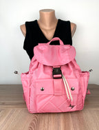 Lug Wiffle backpack in pink front view with buckle closure
