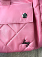 Lug logo detail on pink Wiffle backpack