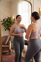 Lululemon Energy Zip-Front High-Support Sports Bra | Size 36DD on woman looking in mirror