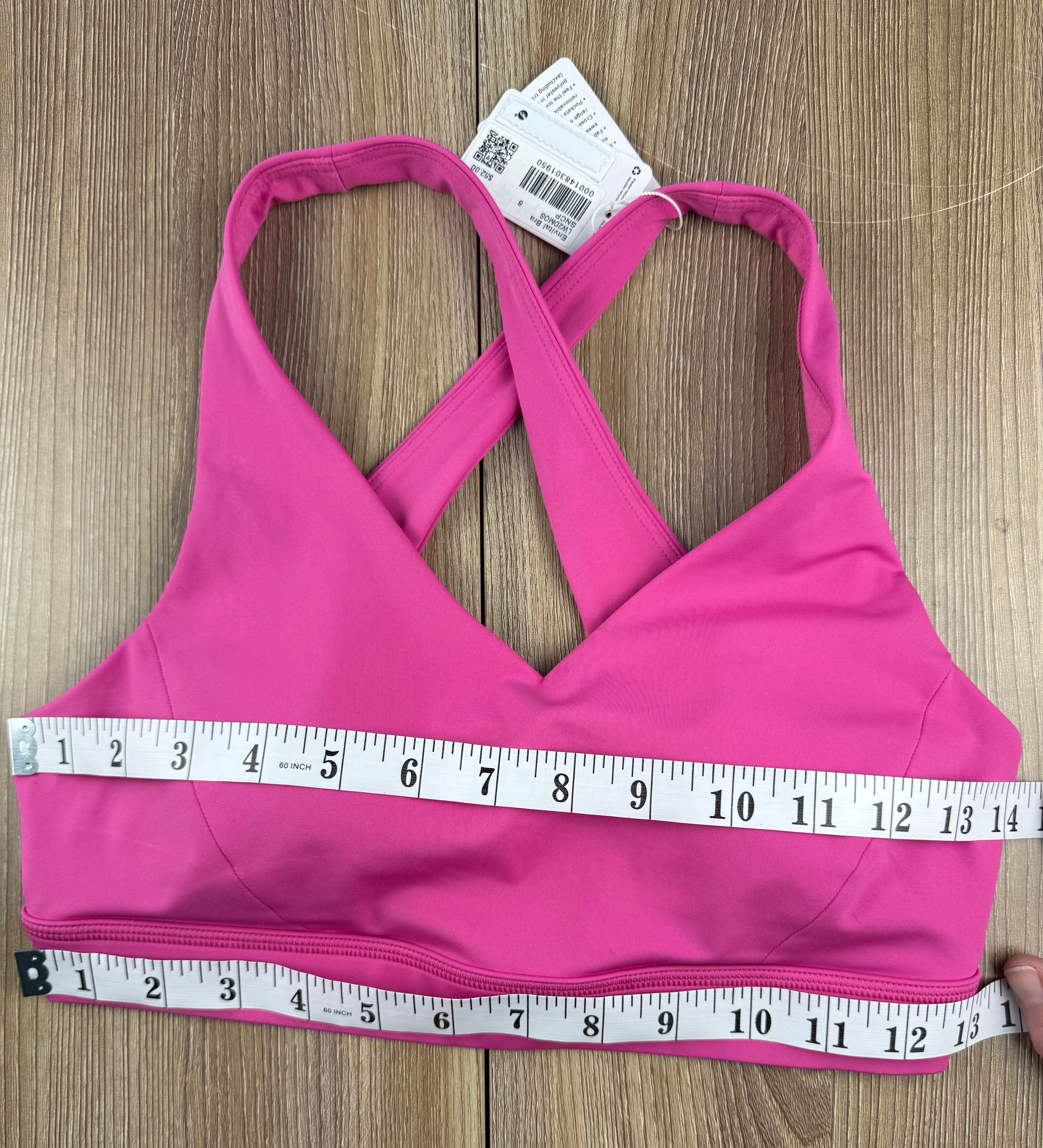 Lululemon Envital Bra Hot Pink Cross-Back Sports Bra NEW WITH TAGS measuring approx 28" bust and 26" band 