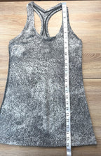 Lululemon Racerback Tank in mottled grey measuring 26" from shoulder to hem