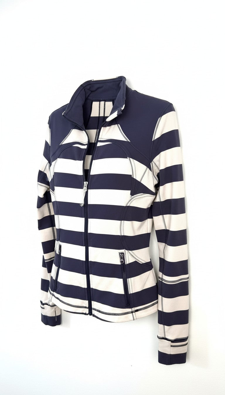 Lululemon Striped Zip Up Athletic Jacket | Size 8 at Blue Sparrow Shop