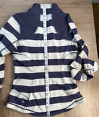 Lululemon Striped Zip up sweater measuring 26" from back of neck to hem