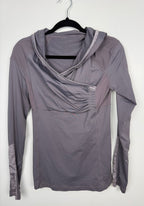 Lululemon grey  zip-up cowl hoodie running jacket back view size 6 thumbhole athletic jacket — Blue Sparrow pre-loved activewear on hanger