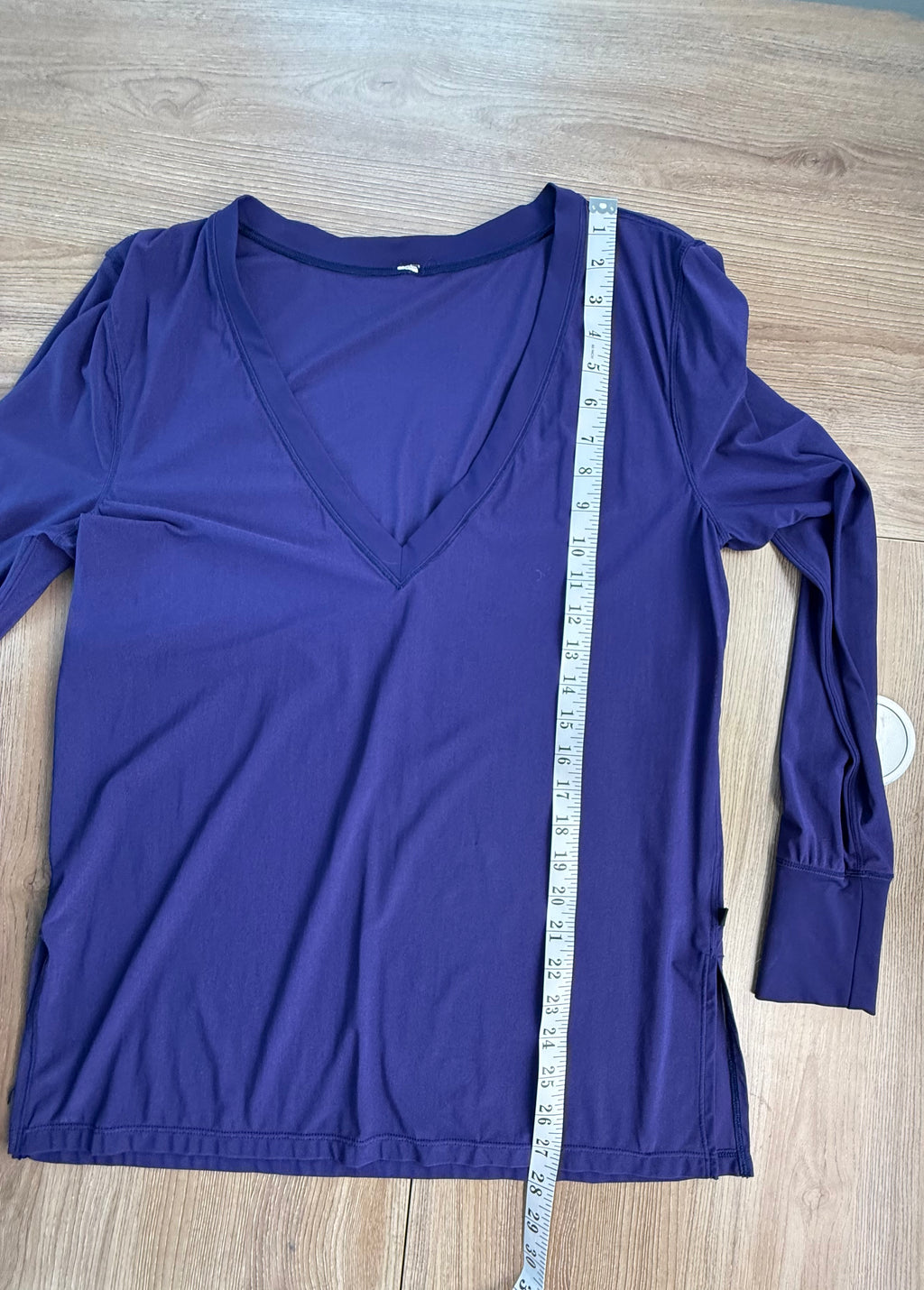 Lululemon long sleeved top measuring 28" from shoulder to hem