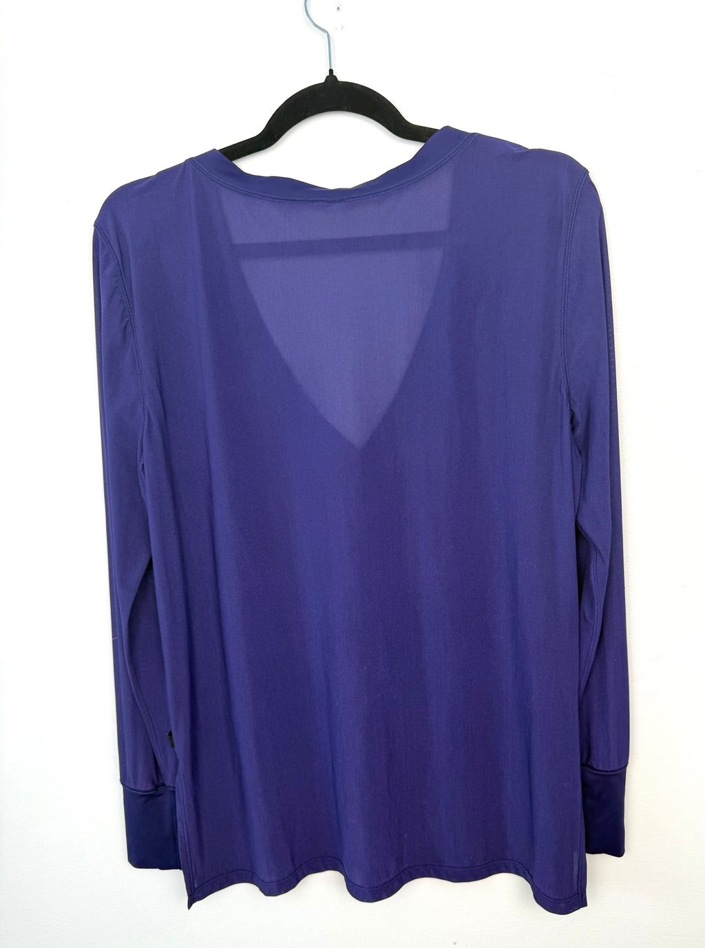 Lululemon purple workout shirt back view lightweight fabric