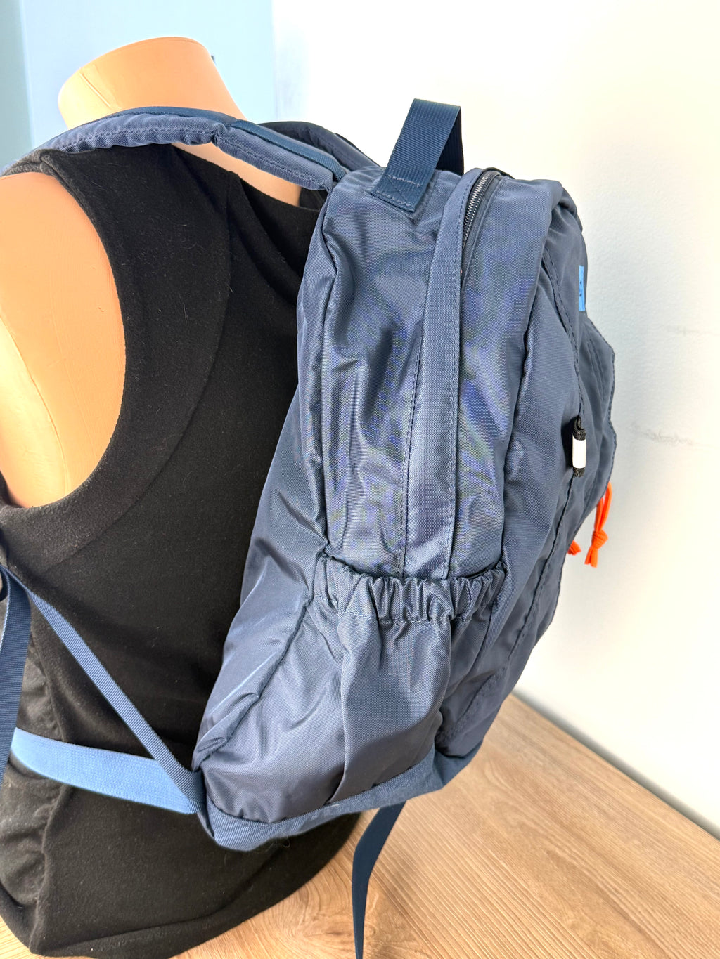MEC Daypack Backpack 16L Lightweight Hiking Travel Blue on mannequin 