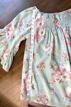MOD Lusive Boho Peasant Blouse at Blue Sparrow Shop measuring 23" shoulder to hem 