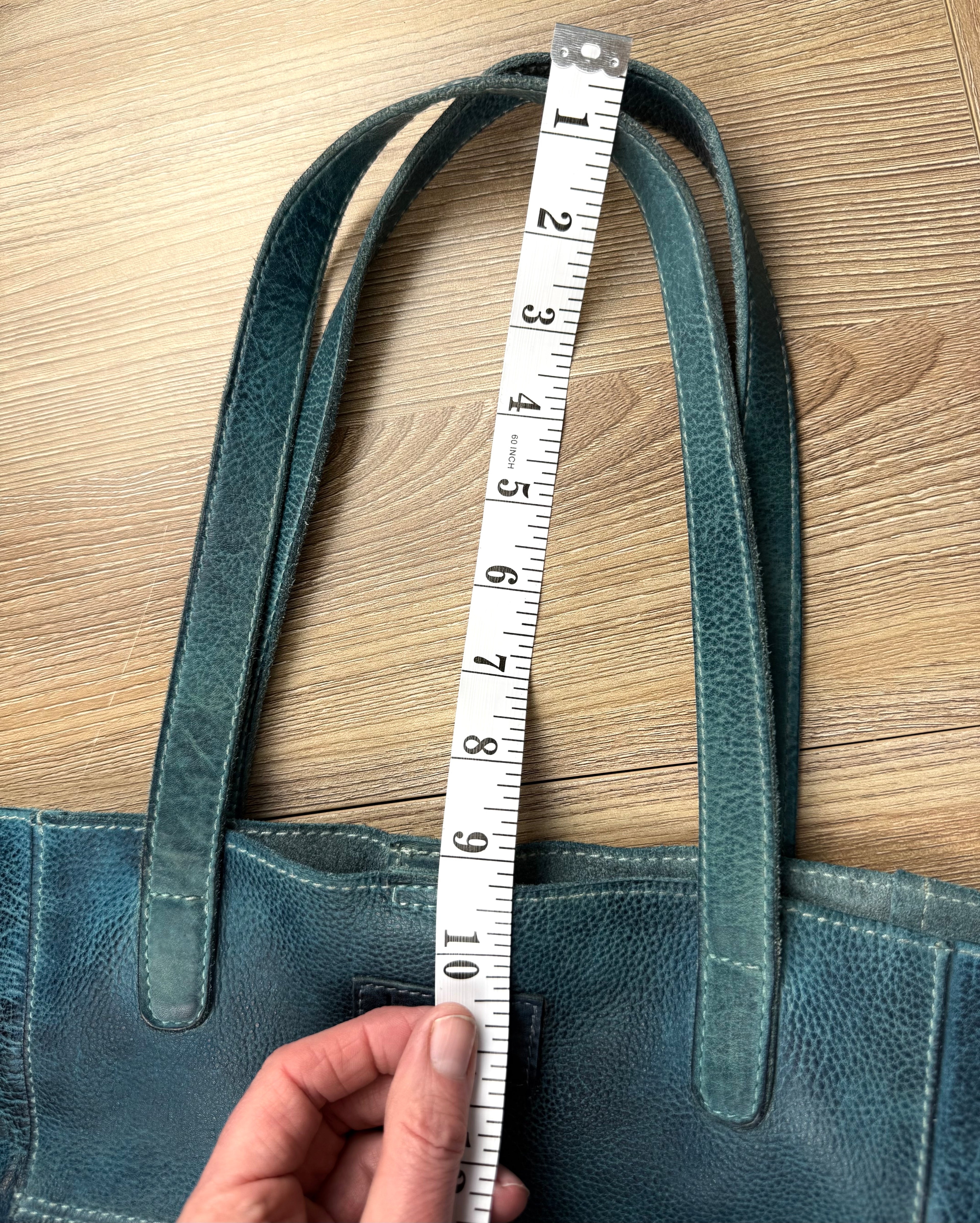Made in Canada  Kunitz handcrafted leather tote bag measuring approx 10" handle drop
