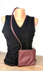 Made in Canada Leatherworks Crossbody Bag showing back of bag on mannequin to show size