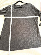 Made in Canada Sympli Asymmetrical 3/4 Sleeve Top | Size 14 measuring 44" bust and 30" length