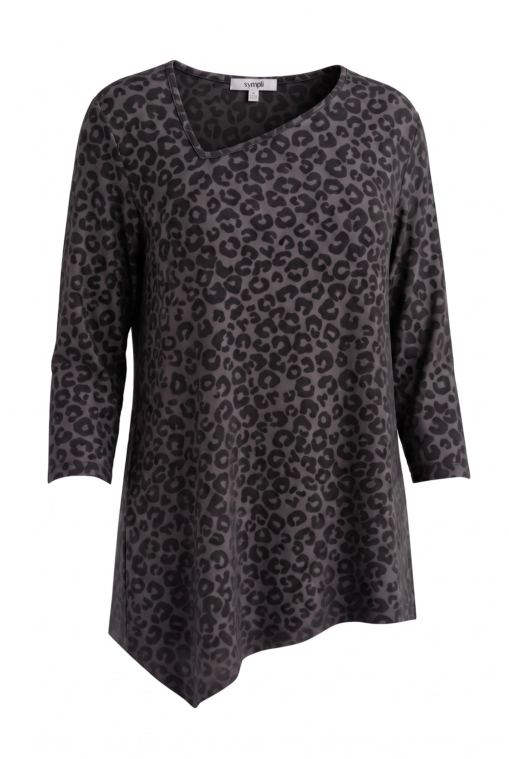 Made in Canada Sympli Asymmetrical 3/4 Sleeve Top | Size 14 on white background