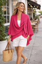 Made in Canada Parkhurst Draped Wrap Cape | One Size at Blue Sparrow Shop on woman outside
