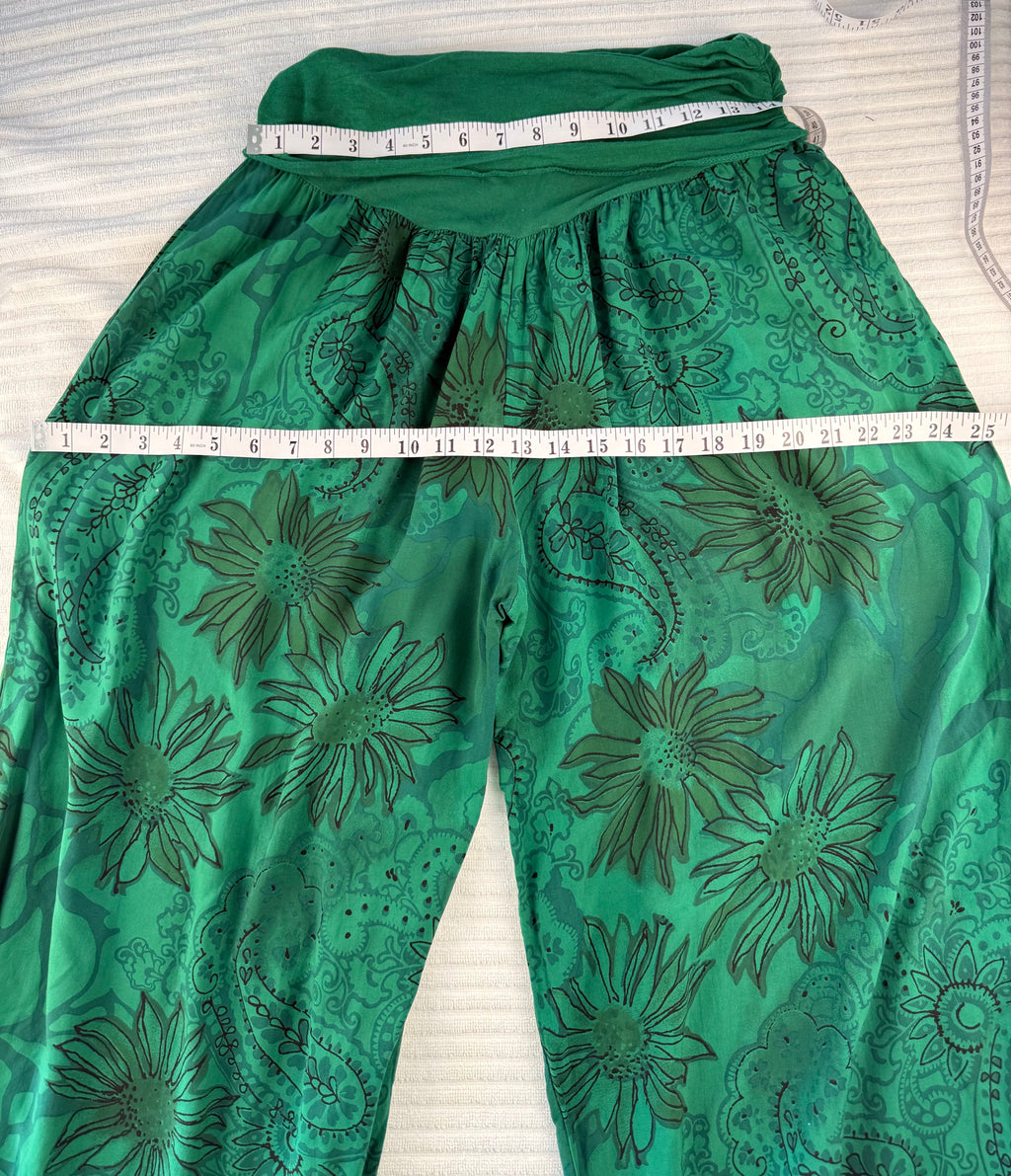 Made in Italy Boho comfy Pants | One Size  at Blue Sparrow Shop measuring 50" hips and 28" waist not expanded 