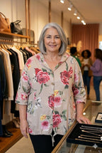 Made in Italy Floral Cotton Jacket on model 