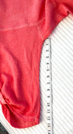 Made in Italy Linen Cotton Washed Coral Tunic Dress — Roll-Tab Sleeves, Patch Pockets | One Size Large at Blue Sparrow Shop Resale Reimagined  measuring 13" sleeve 