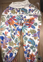 Made in Italy Tropical Boho Harem Pants | One Size  at Blue Sparrow Shop measuring 30" elastic waist and 50" hips
