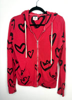 Made in USA Sundry Heart Print Zip Hoodie at Blue Sparrow Shop