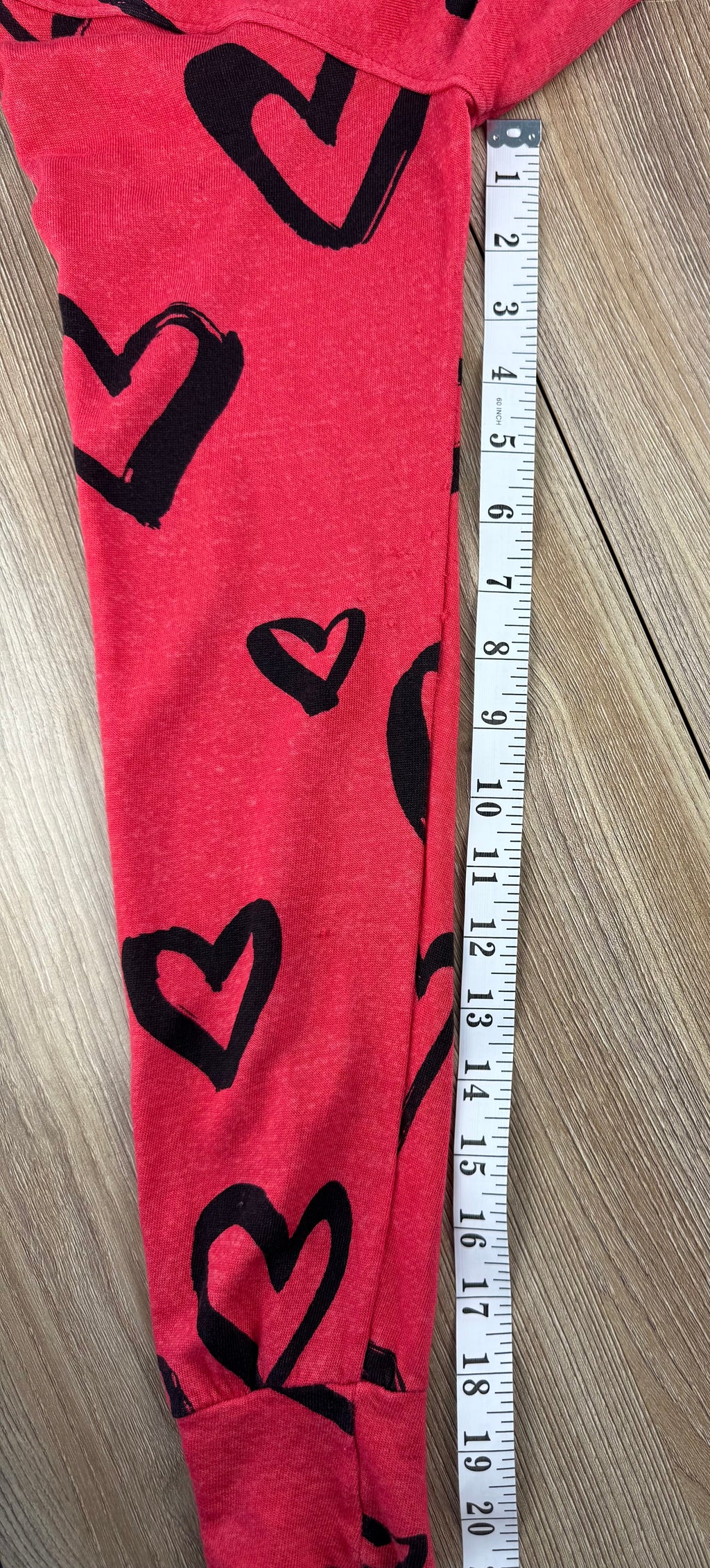 Made in USA Sundry Heart Print Zip Hoodie at Blue Sparrow Shop measuring 21" sleeve