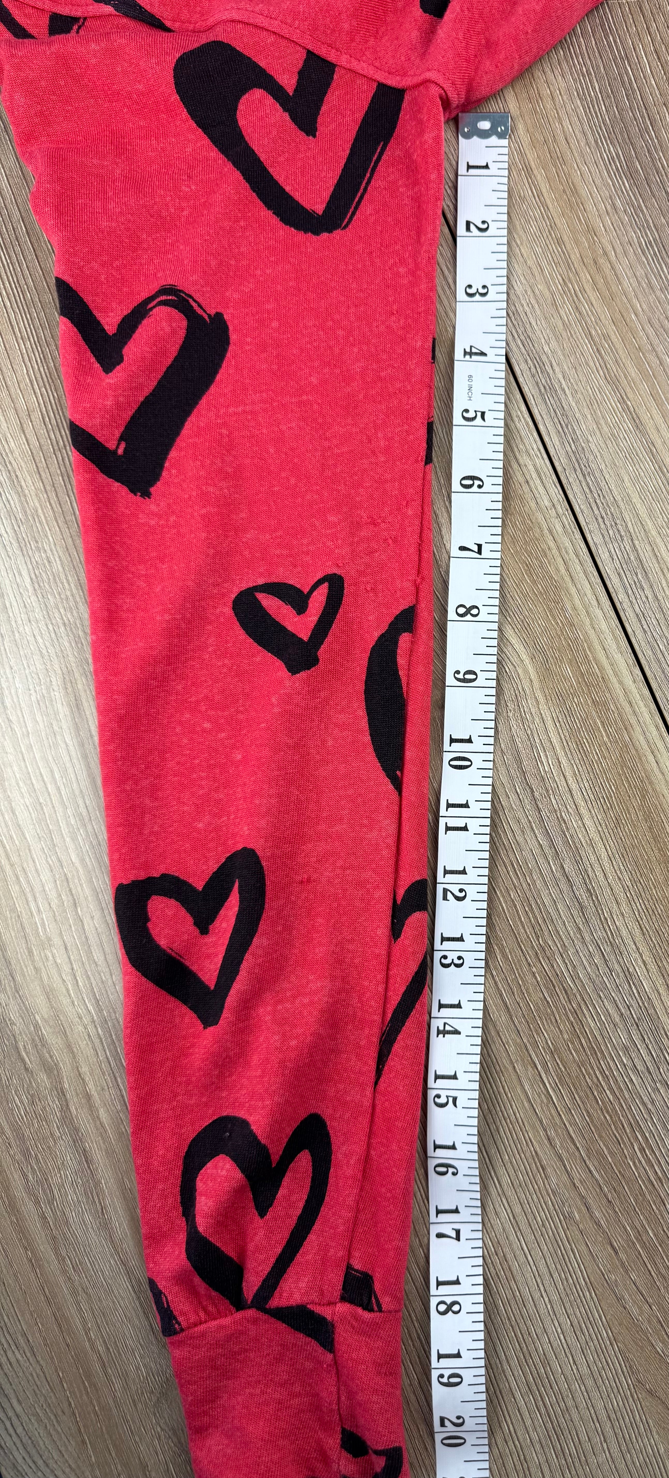 Made in USA Sundry Heart Print Zip Hoodie at Blue Sparrow Shop measuring 21" sleeve