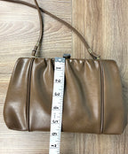 Made in USA Vintage Brown Leather Frame Purse  measuring 6" deep