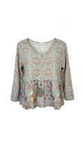 Boho Peplum Blouse | Size L at Blue Sparrow Shop