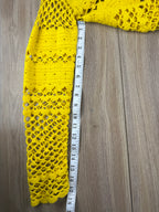 Maje Crochet Knit Boho Sweater in bright yellow measuring 18" sleeve 