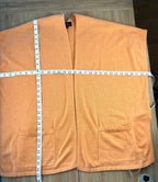 Marble UK brand knit kimono shawl or lightweight cardigan in peach measuring 58" bust and 29" shoulder to hem 
