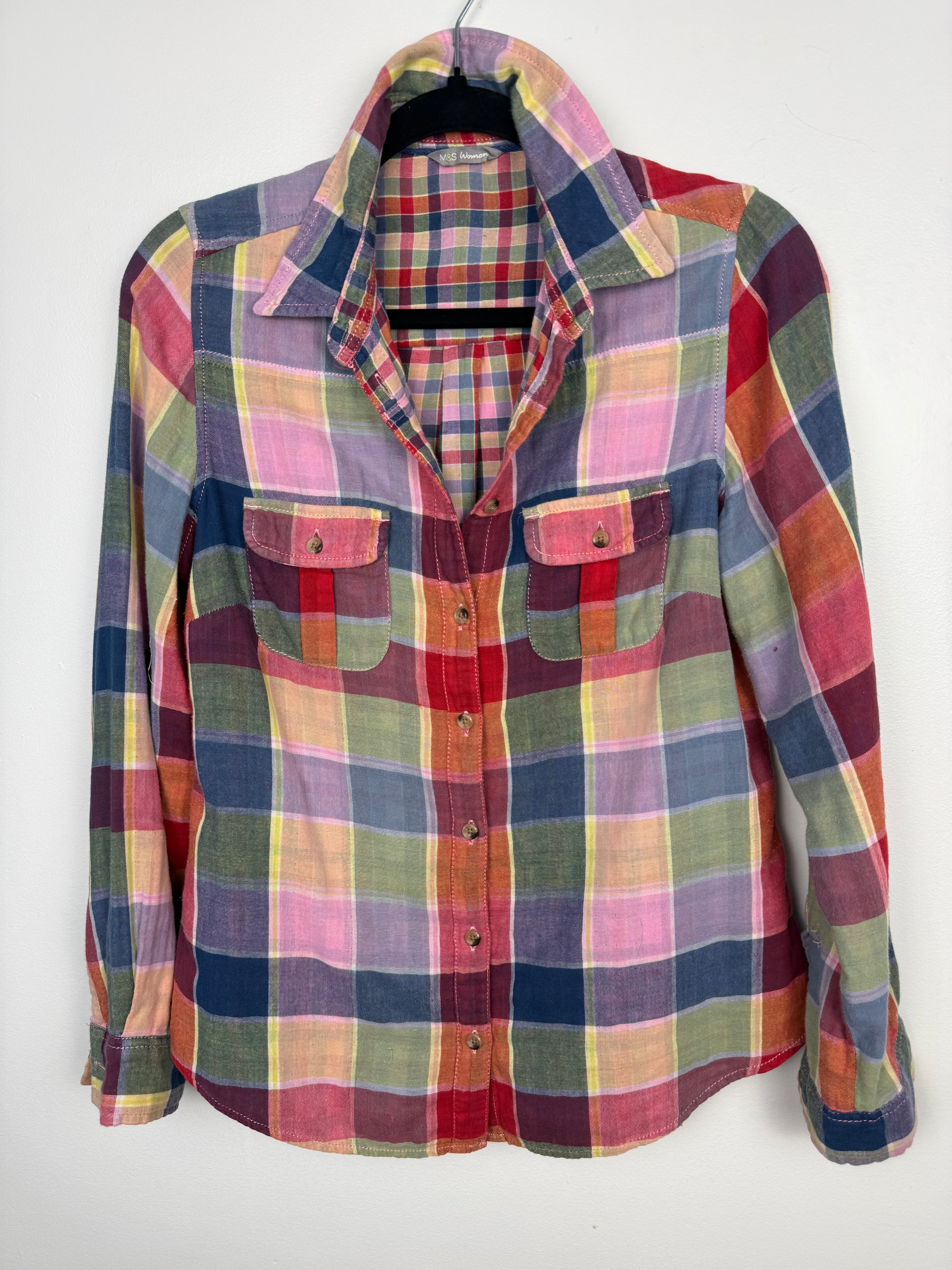 Marks & Spencer 100% Cotton Rainbow Madras Plaid Shirt  at Blue Sparrow Shop