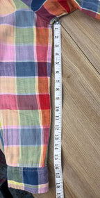 Marks & Spencer 100% Cotton Rainbow Madras Plaid Shirt  at Blue Sparrow Shop measuring 19" sleeve 